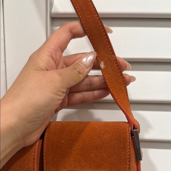 BY FAR Orange Suede Billy Shoulder Bag - Picture 7 of 9
